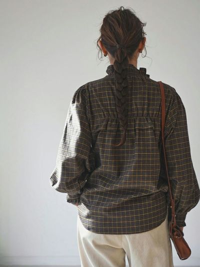 ワンダフルワールド　チェックフリルシャツ ワンダフルワールドチェックフリルシャツ