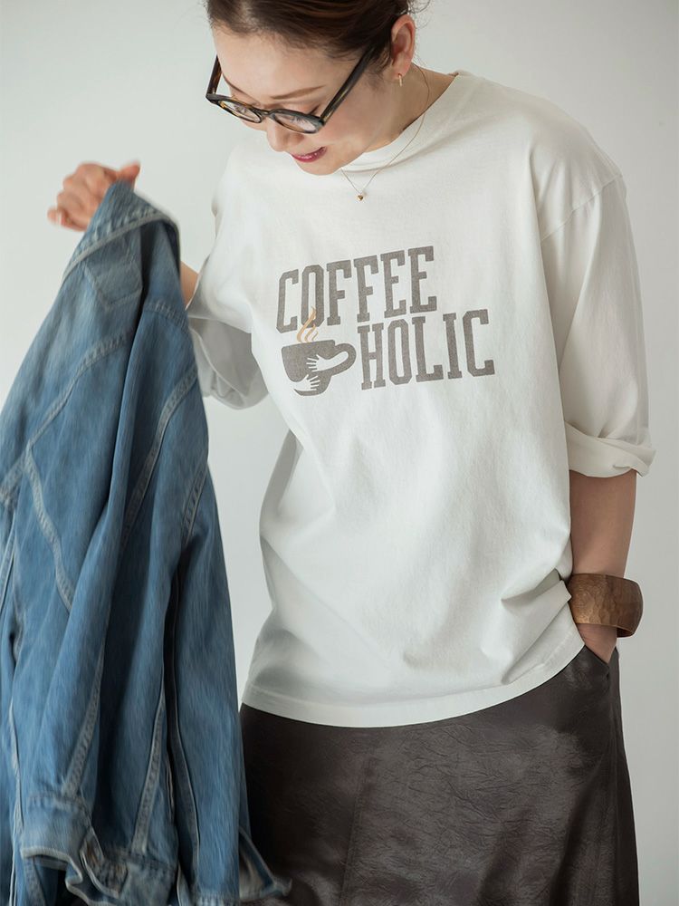 REMI RELIEF×HUG O WaRコラボ7分袖T-sh（coffee holic） | HUG O WaR 