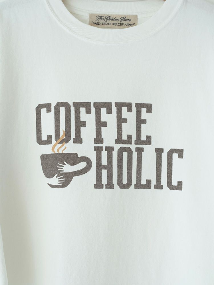 REMI RELIEF×HUG O WaRコラボ7分袖Tシャツ コーヒーホリック