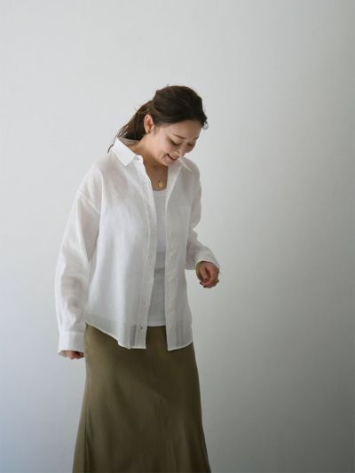 リネンオーバーダイワイドカラーシャツ　ミント　ハグオーワー　リネンシャツ LES PLUS ONLINE STORE / トップス