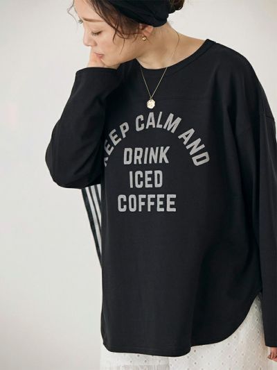 HUG O WaR スウェットTシャツ フットボールロングT-sh（ALL I NEED IS LOVE AND COFFEE