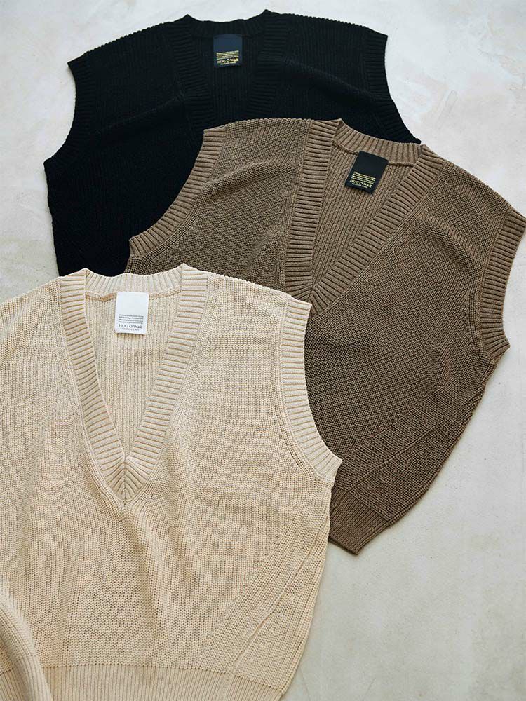 ローゲージ片畦編みVネックベスト | HUG O WaR ONLINE STORE