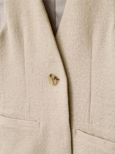 HUGO WÄR ベージュ ジレ 接触冷感】【ウォッシャブル】ロングテーラードジレ(ベスト