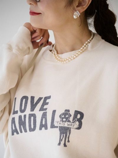 REMI RELIEF×HUG O WaRコラボ裏起毛ドルマンスリーブスウェット(LOVE